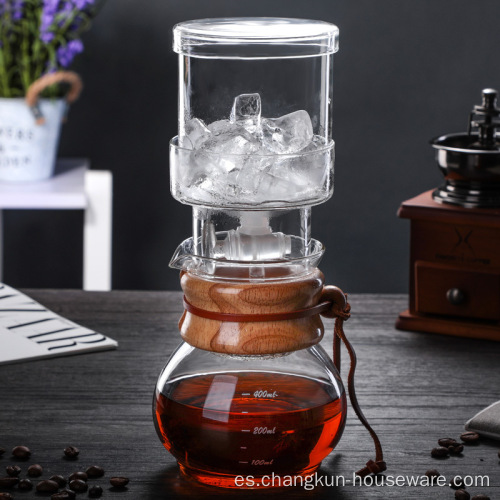 Máquina de goteo de hielo con gotero de cerveza fría de café de vidrio